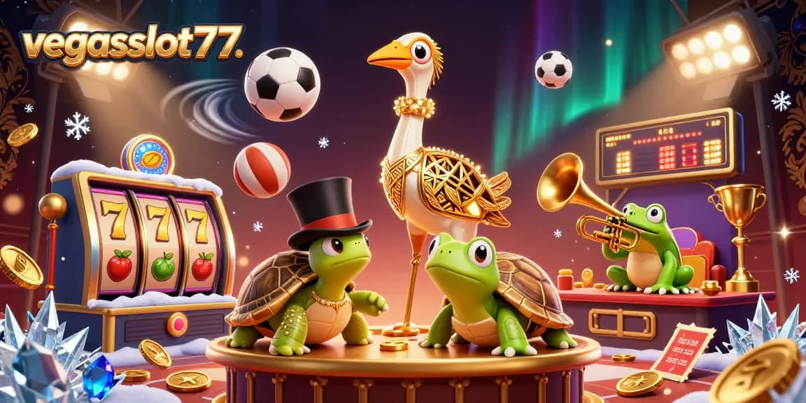 Experience the excitement of vegasslot77 with lively characters in a vibrant casino scene.