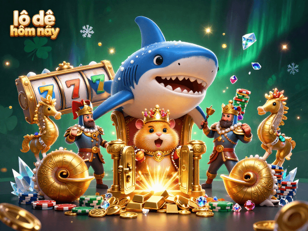 Engage with lô đề hôm nay through this vibrant 3D scene featuring a hamster king in a golden treasure realm.