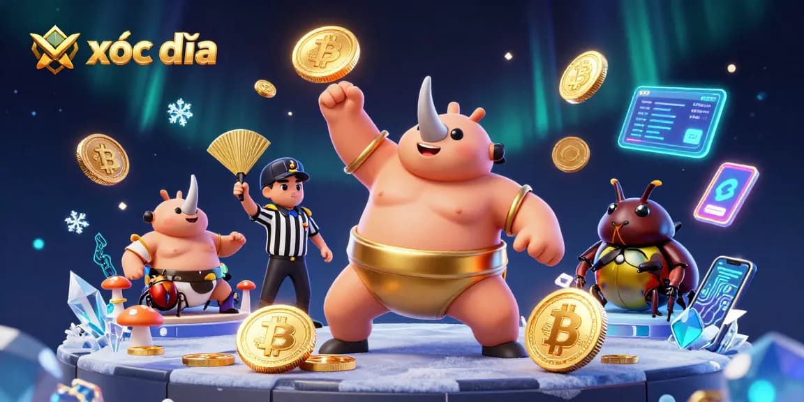 Experience the thrilling xóc đĩa game with vibrant characters in a dynamic casino scene.