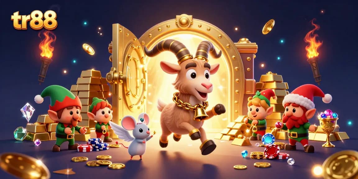 Join tr88's playful Krampus and friends in a vibrant casino heist, filled with treasures and mischief.