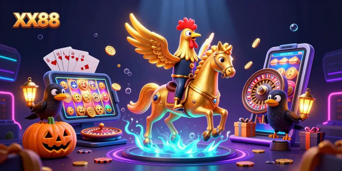 Experience thrilling gameplay at XX88 with vibrant slots and casino elements, featuring dynamic characters.