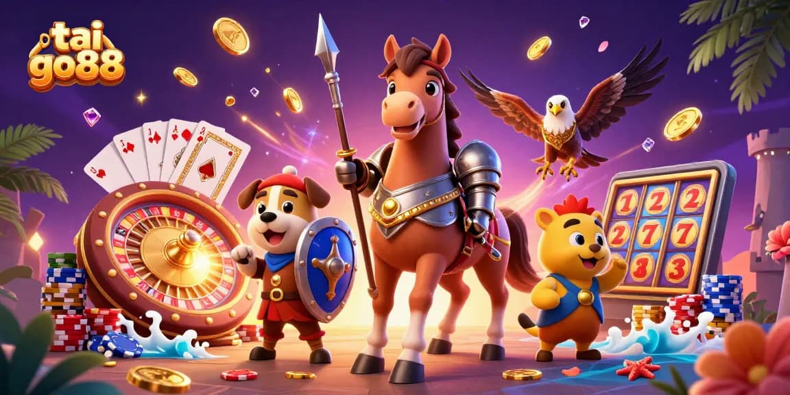 Experience the excitement of tai go88 with knights, coins, and a dynamic betting scene.