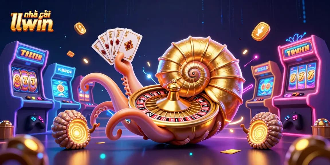 Engage with Nhà cái llwin at a vibrant casino scene with dynamic gaming elements and glowing characters.