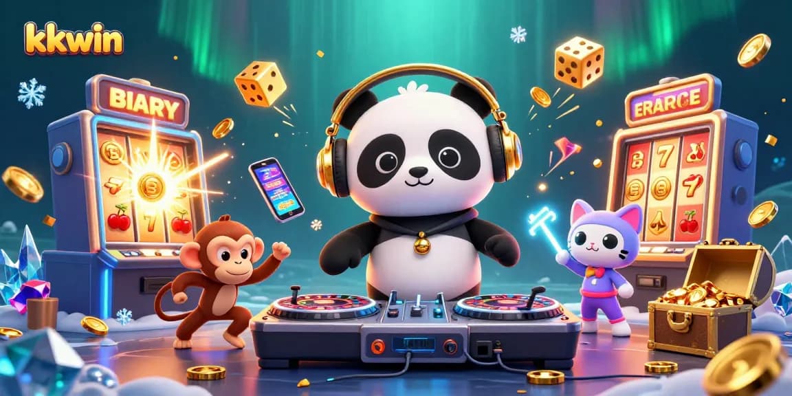 Players enjoying kkwin casino experience with vibrant characters and exciting game elements in 3D art.