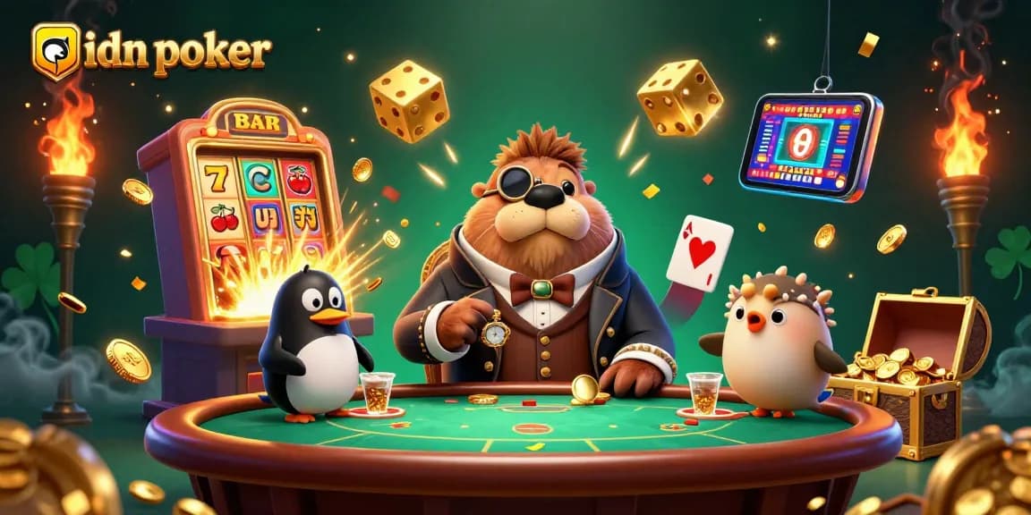 Experience thrilling idn poker action with a jolly walrus and friends at the aquatic table.