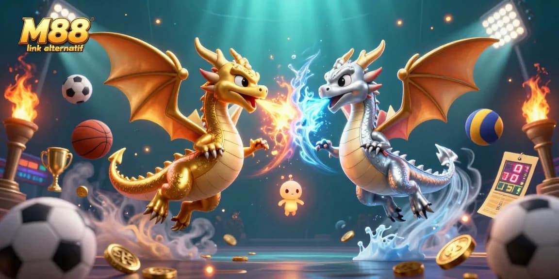 Experience thrilling betting with M88 link alternatif, showcasing dynamic sports elements and captivating illustrations.