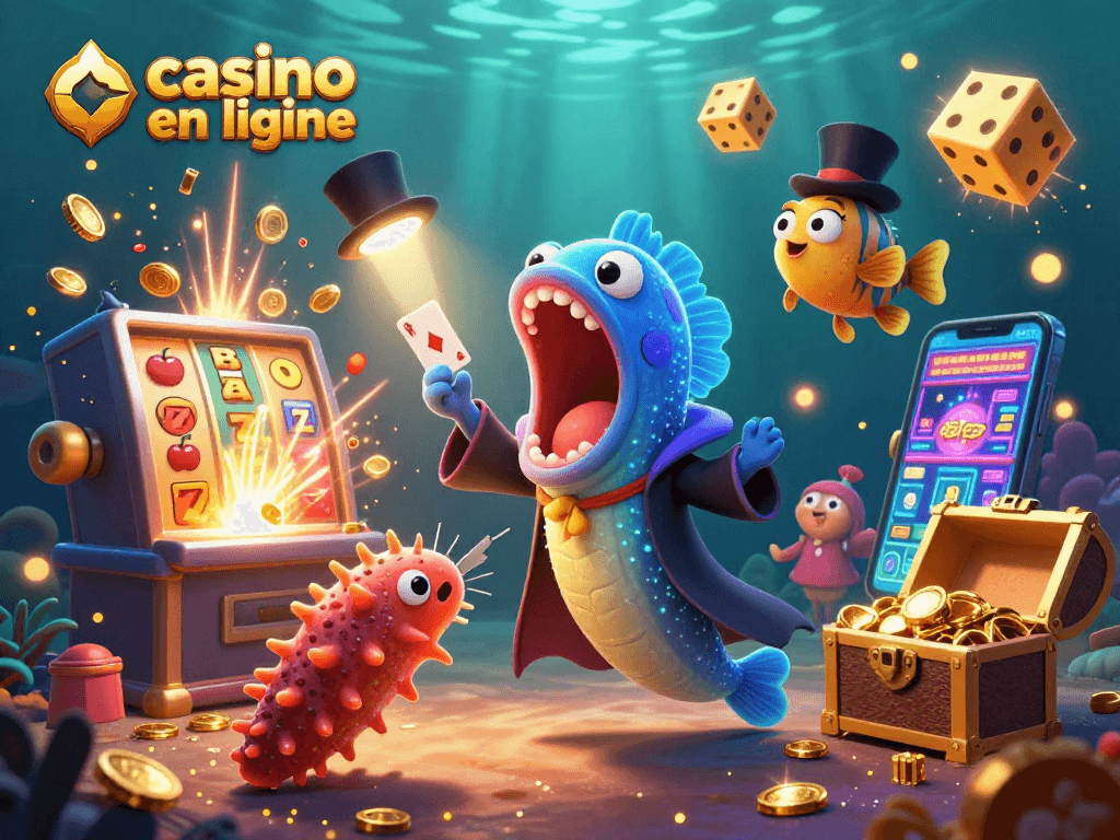 Plongez dans le monde du casino en ligne avec des personnages marins magiques, des jeux et des jackpots éclatants.