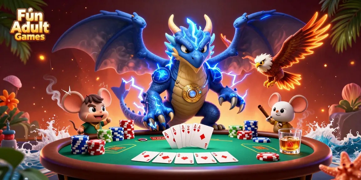 Engage with Fun Adult Games at our vibrant casino scene featuring dynamic characters.