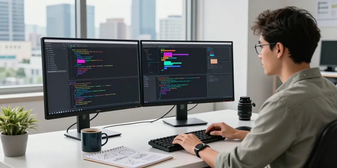 Snipaste下载 showcased in a tech workspace with a developer using screen capture tools effectively.