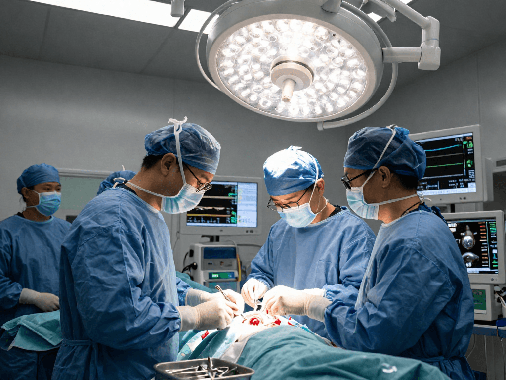Advanced beyin tümörü ameliyatı in action with neurosurgeon and surgical team ensuring precision.