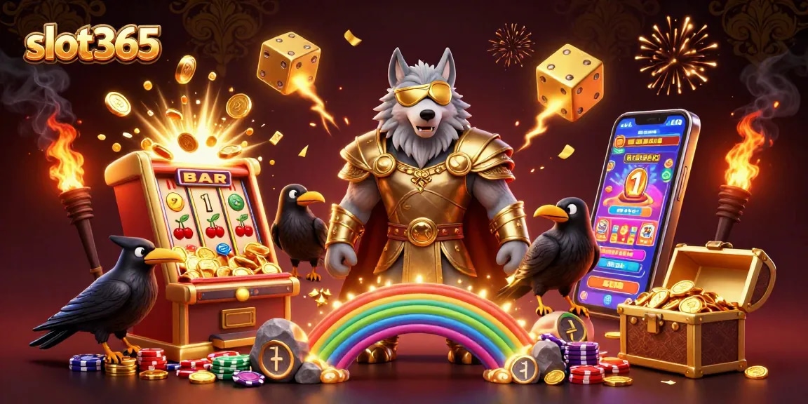 Experience thrilling jackpots at slot365 with vibrant Norse characters and dynamic casino gaming elements.