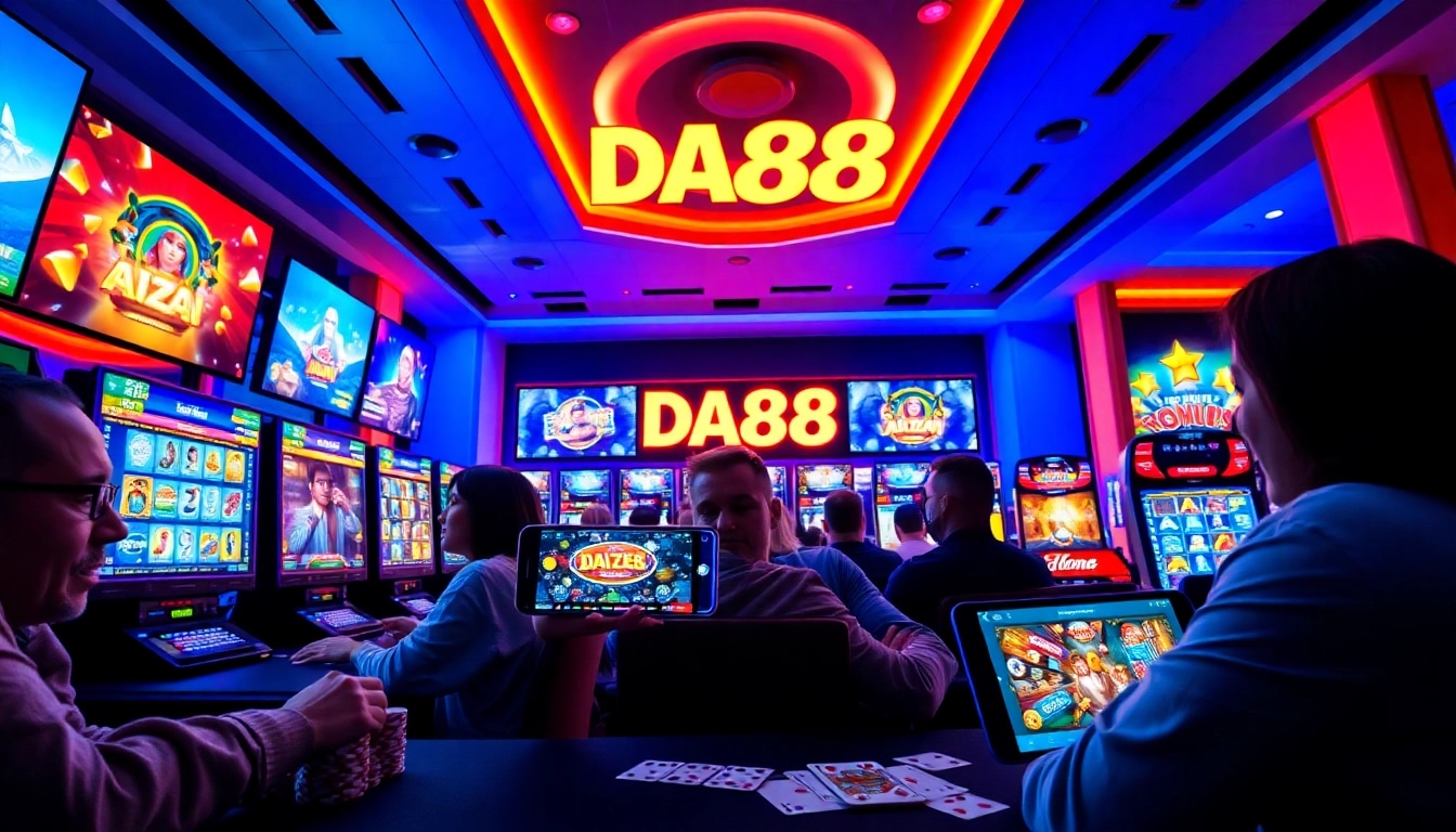 Experience thrilling online gaming at DA88 with engaging visuals showcasing interactive games and vibrant atmosphere.