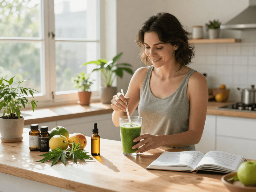 Discover premium concentrate delivery near me with natural CBD oil, fresh hemp leaves, and wellness products arranged for a healthy lifestyle.