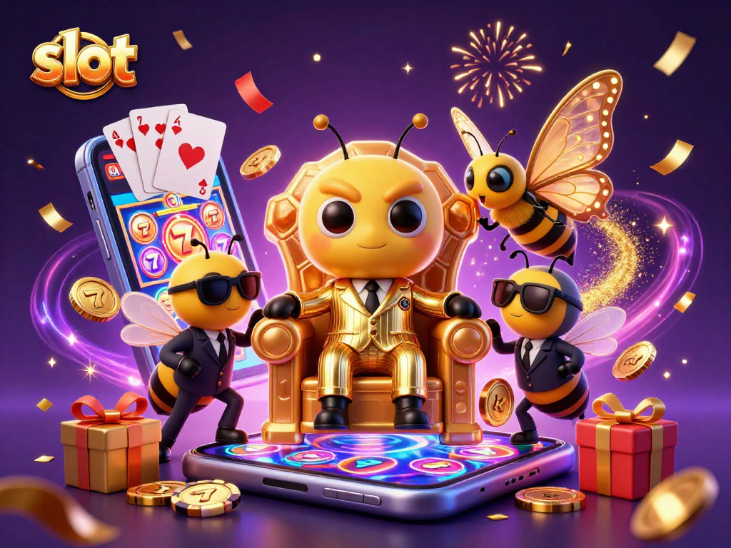 Experience the excitement of slot gaming with a bumblebee mob boss in a vibrant casino scene.