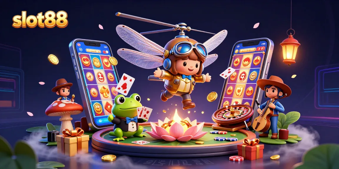Experience vibrant gameplay with slot88, featuring a casino scene of dynamic characters and action.