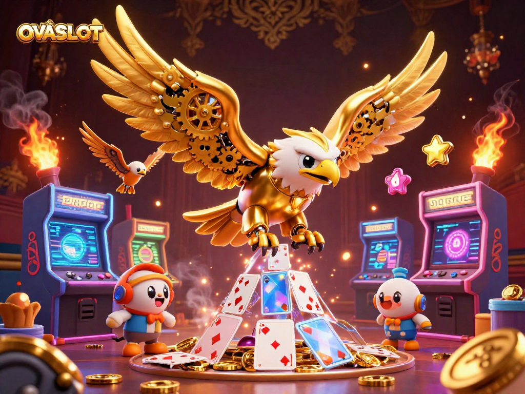 Experience the thrill of betting at OVASLOT with exciting casino-themed elements and a vibrant scene.