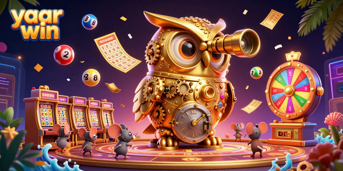 Experience the vibrant excitement of yaar win in this lively casino scene filled with animated elements.