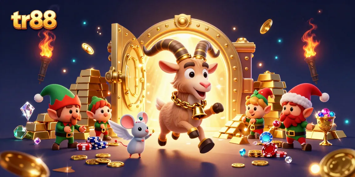 Join tr88's playful Krampus and friends in a vibrant casino heist, filled with treasures and mischief.