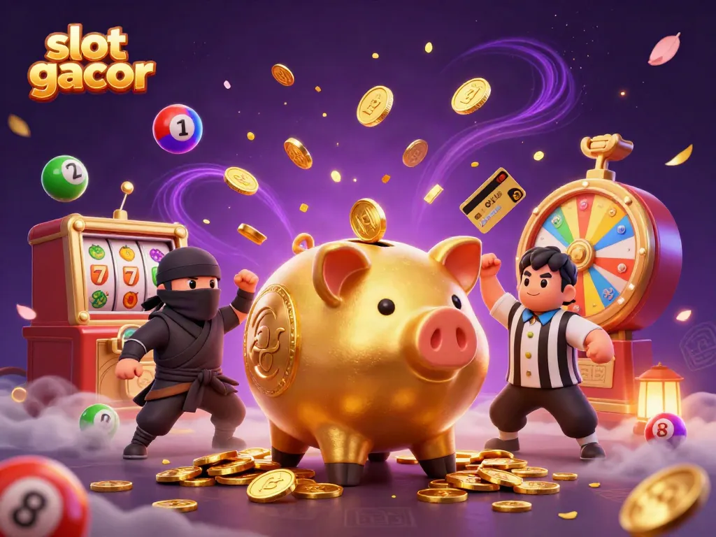 Experience the thrill of slot gacor with energetic characters and vibrant casino elements.