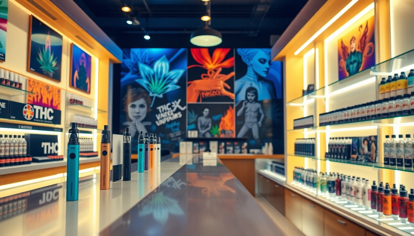 THC VAPE DACH REGION - Modern vape shop displaying diverse THC products.