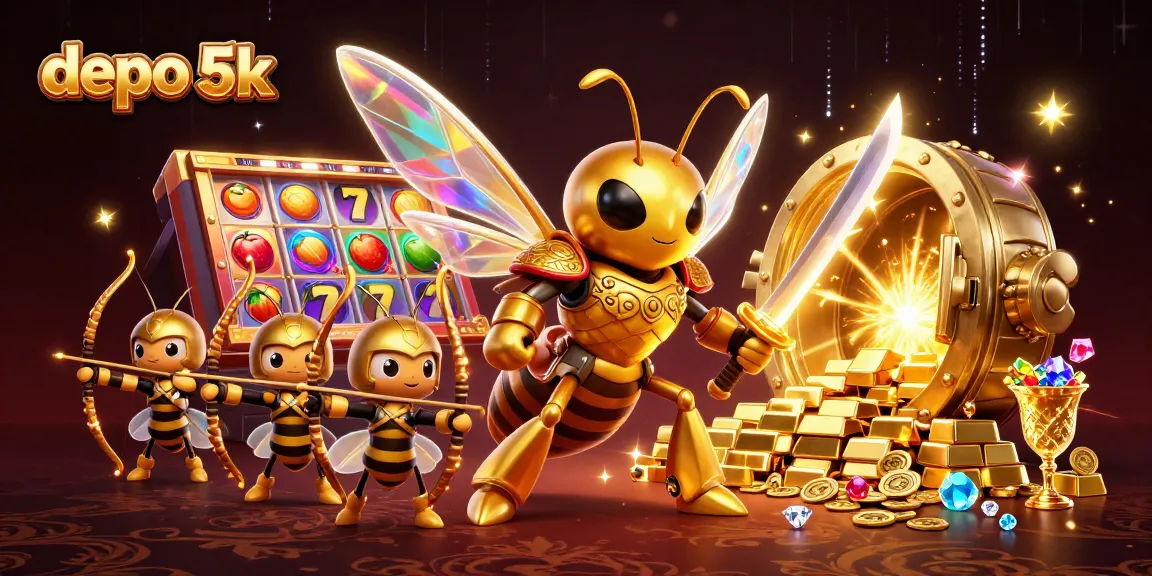Experience the excitement of depo 5k jackpots with vibrant slot symbols and golden treasures