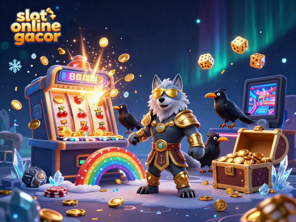 Menggandakan kemenangan dengan slot online gacor, tampilan penuh jackpot dan karakter mitologi Norse.