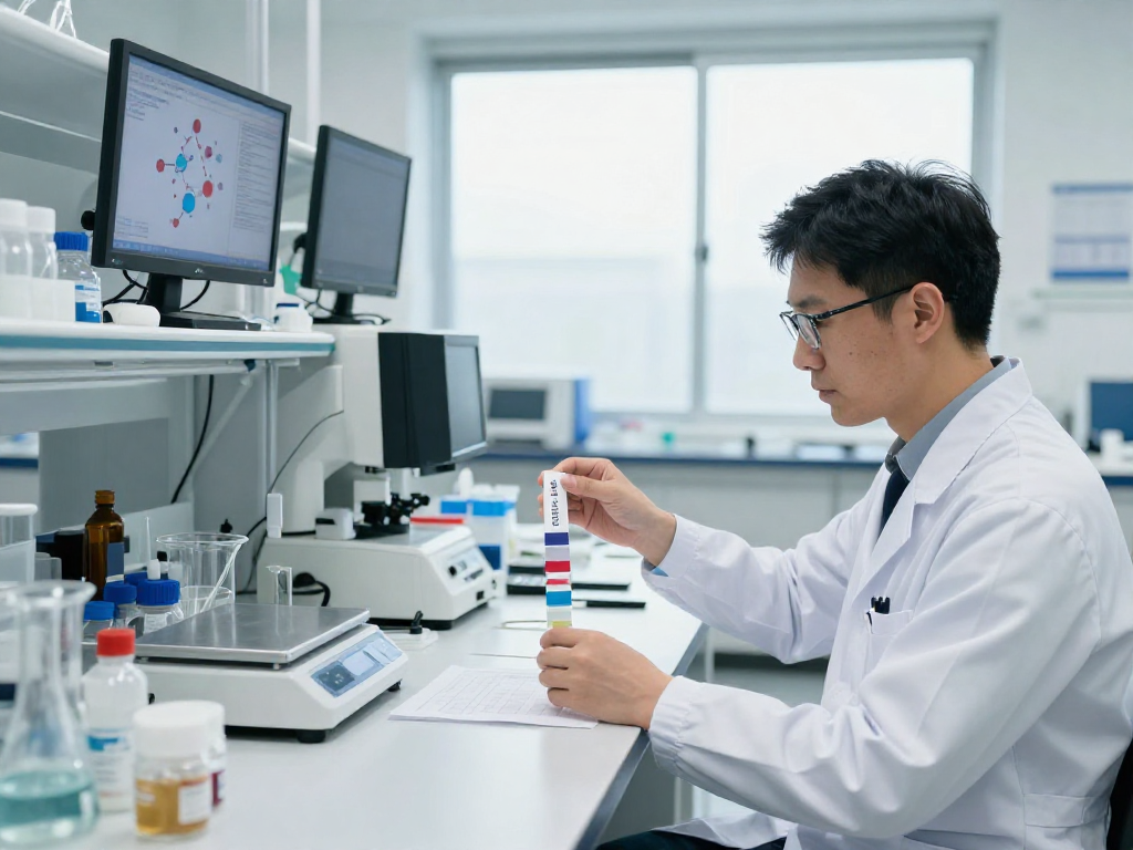 BPC 157 TB 500 Blend formulation in a modern health lab highlighting innovative strip technology.