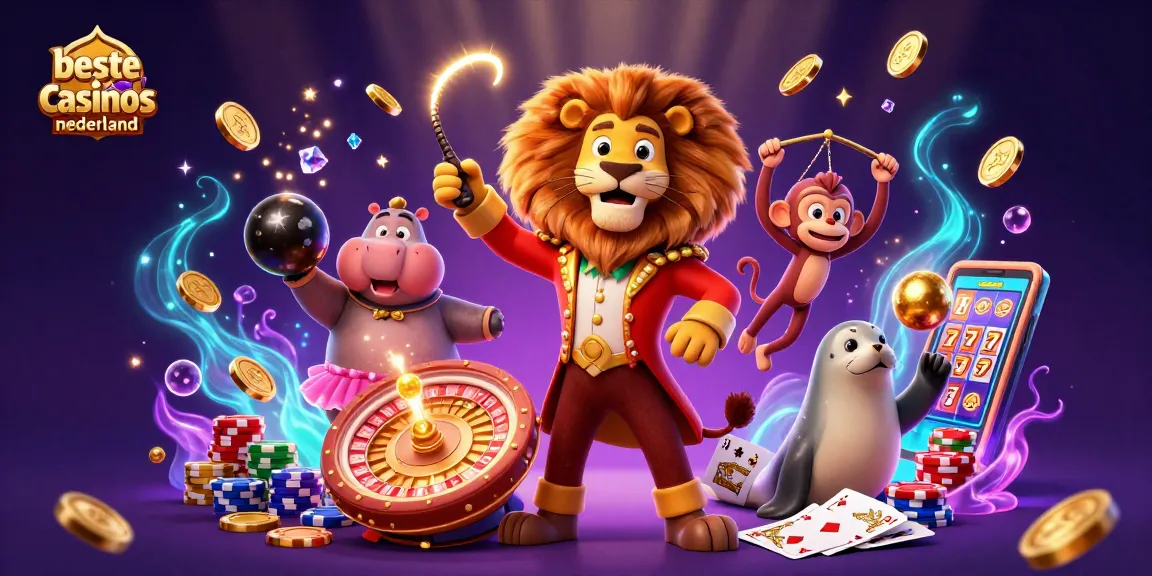Experience the excitement of beste online casinos nederland with lively carnival-themed characters and casino elements.
