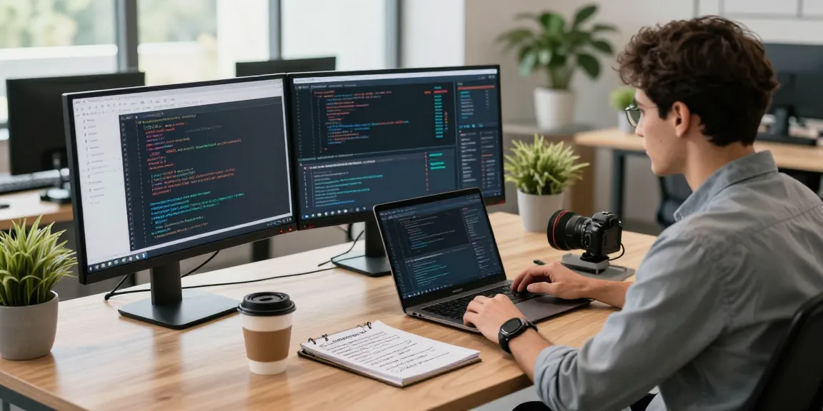 Security analyst at https://shs-dome5.com/ workspace ensuring safe browser protocols with multiple monitors and modern tech.
