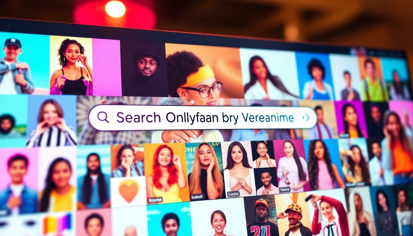 Search OnlyFans by username featured on a vibrant online search interface displaying diverse profiles.