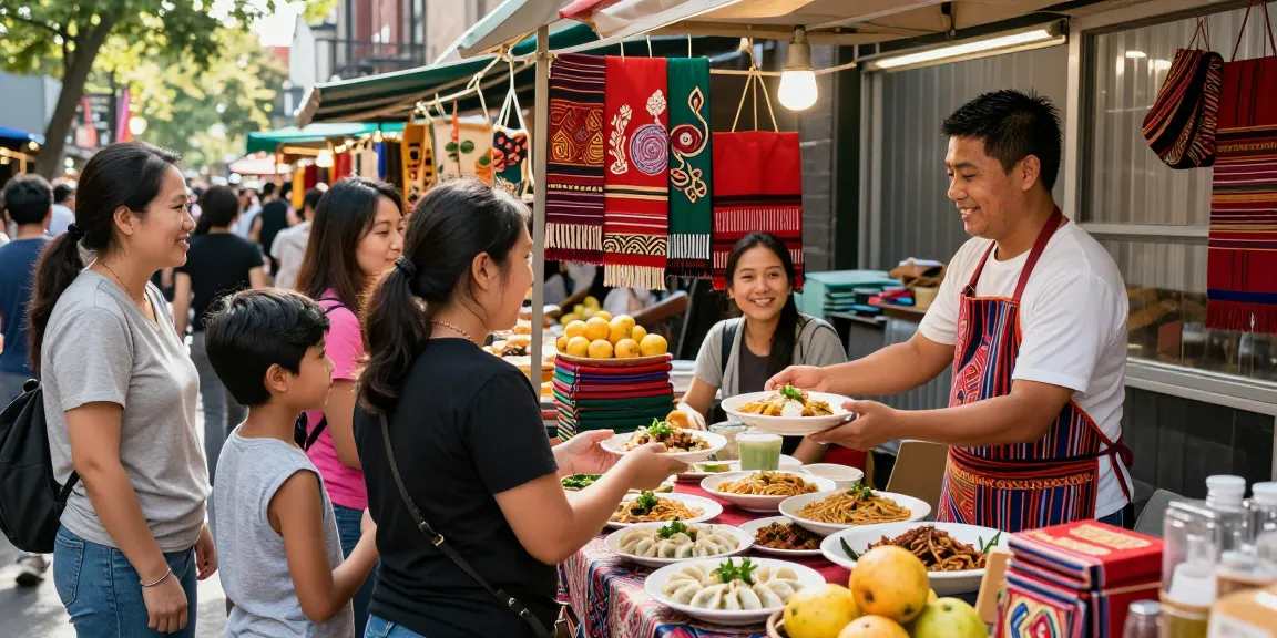 Engaging market scene at https://hanadultalk.com showcasing vibrant Asian culture and food interactions.