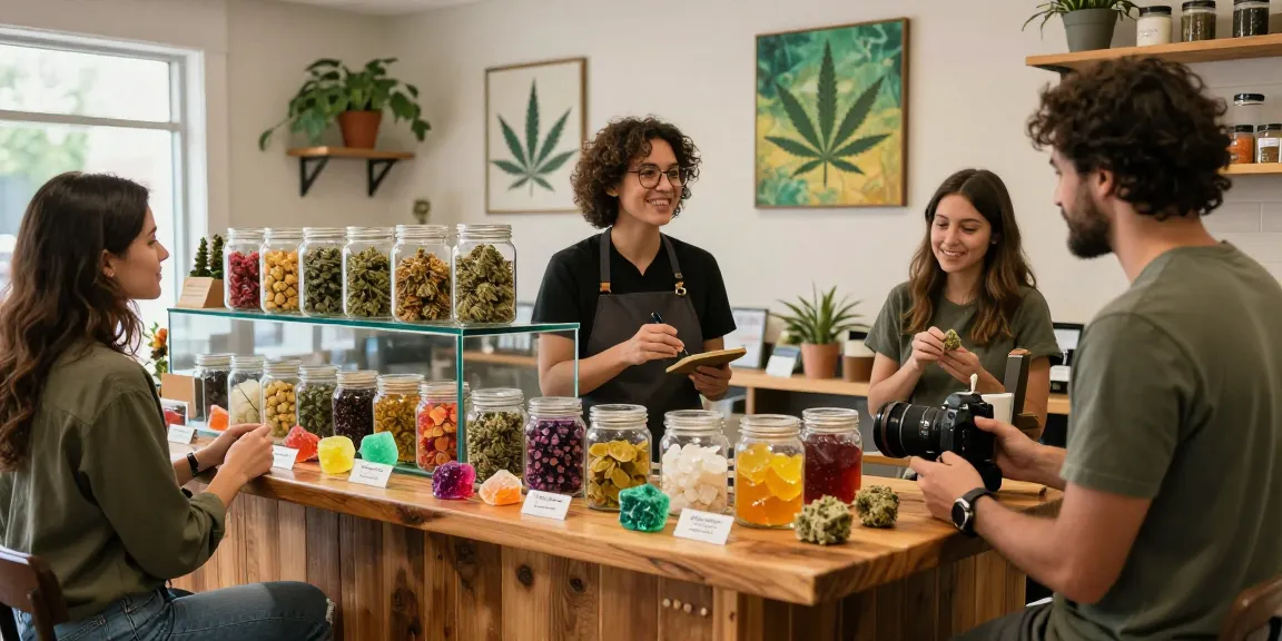 Discover top 10 shatter strains in Canada with colorful displays in a cannabis shop.