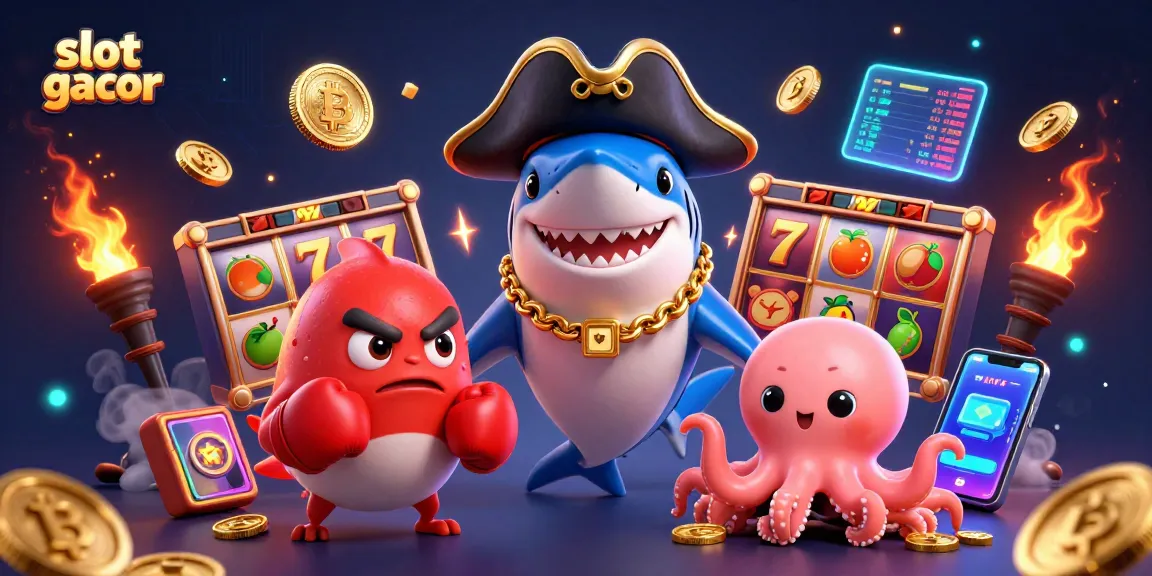 Experience the thrill of slot gacor with a playful pirate shark and friends, capturing jackpot adventures!