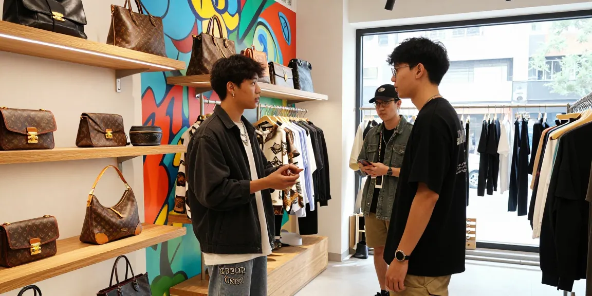 Engaging shopping experience at a 레플리카 쇼핑몰 with stylish replica designer bags and accessories.