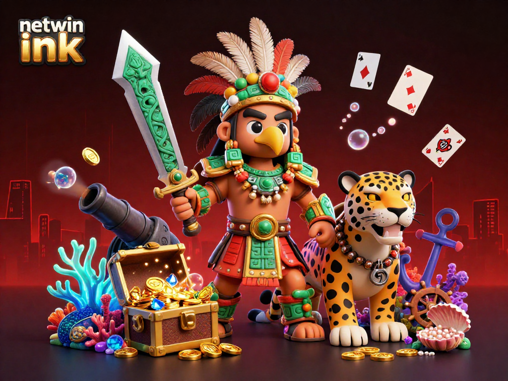 Embark with netwin ink into an ultra-detailed casino adventure featuring Aztec warriors and treasure.
