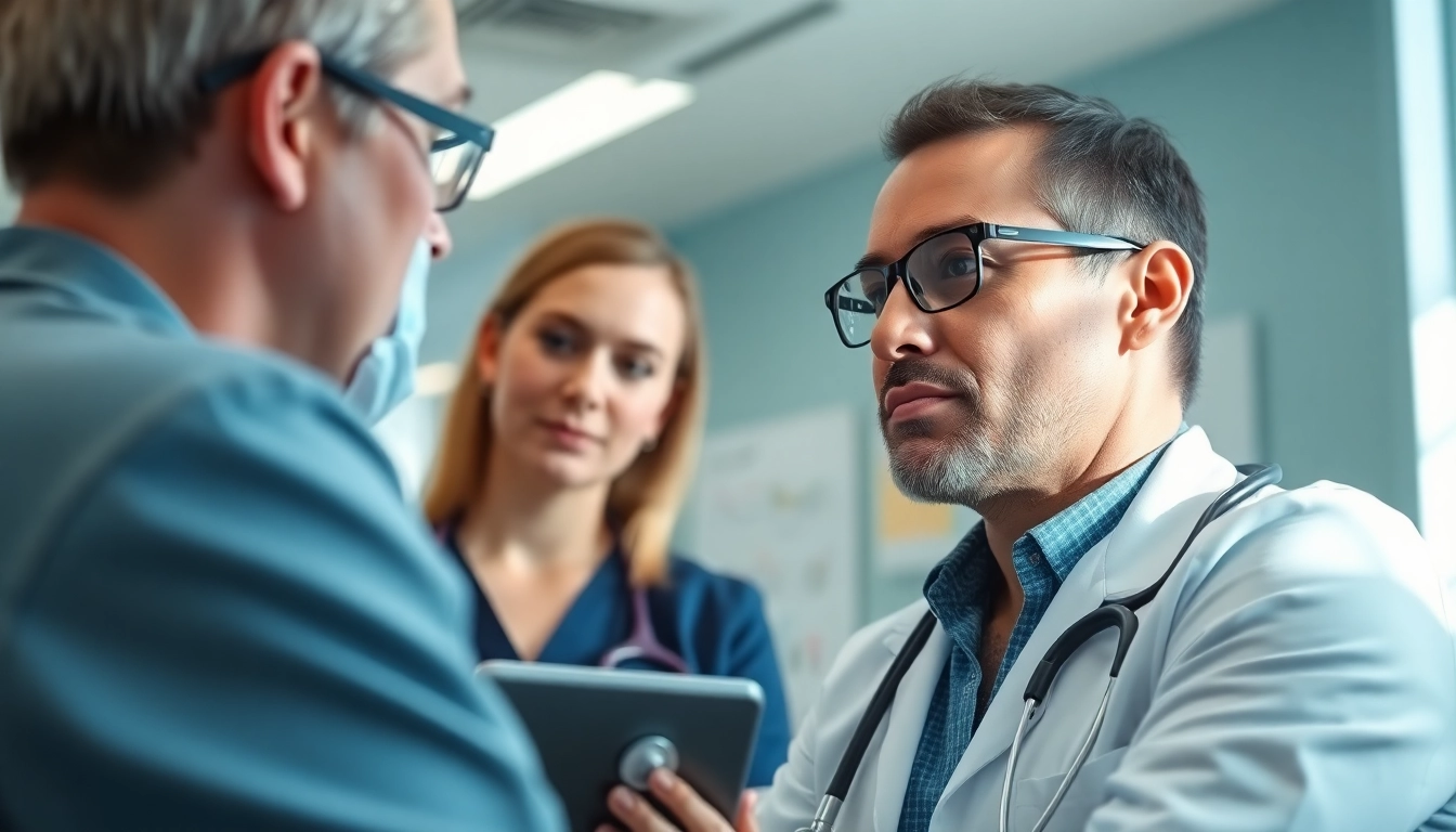 Get an MMJ card online consultation between a healthcare provider and a patient in a modern clinic.