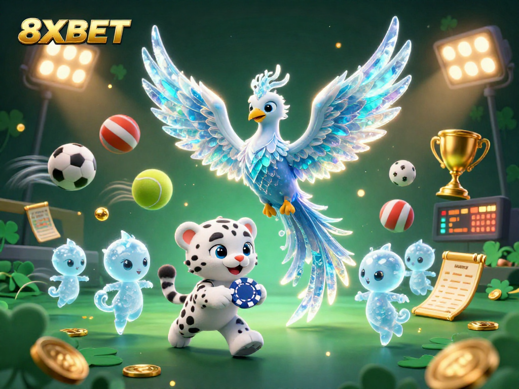 Experience 8XBET's vibrant gaming world with dynamic sports elements and captivating characters.