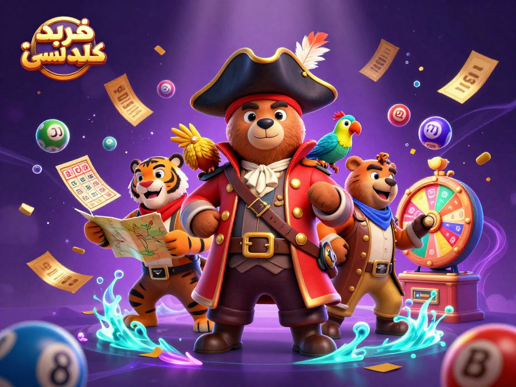 This vivid illustration showcases خرید کلید لمسی, combining colorful elements with a dynamic pirate theme for an engaging casino experience.