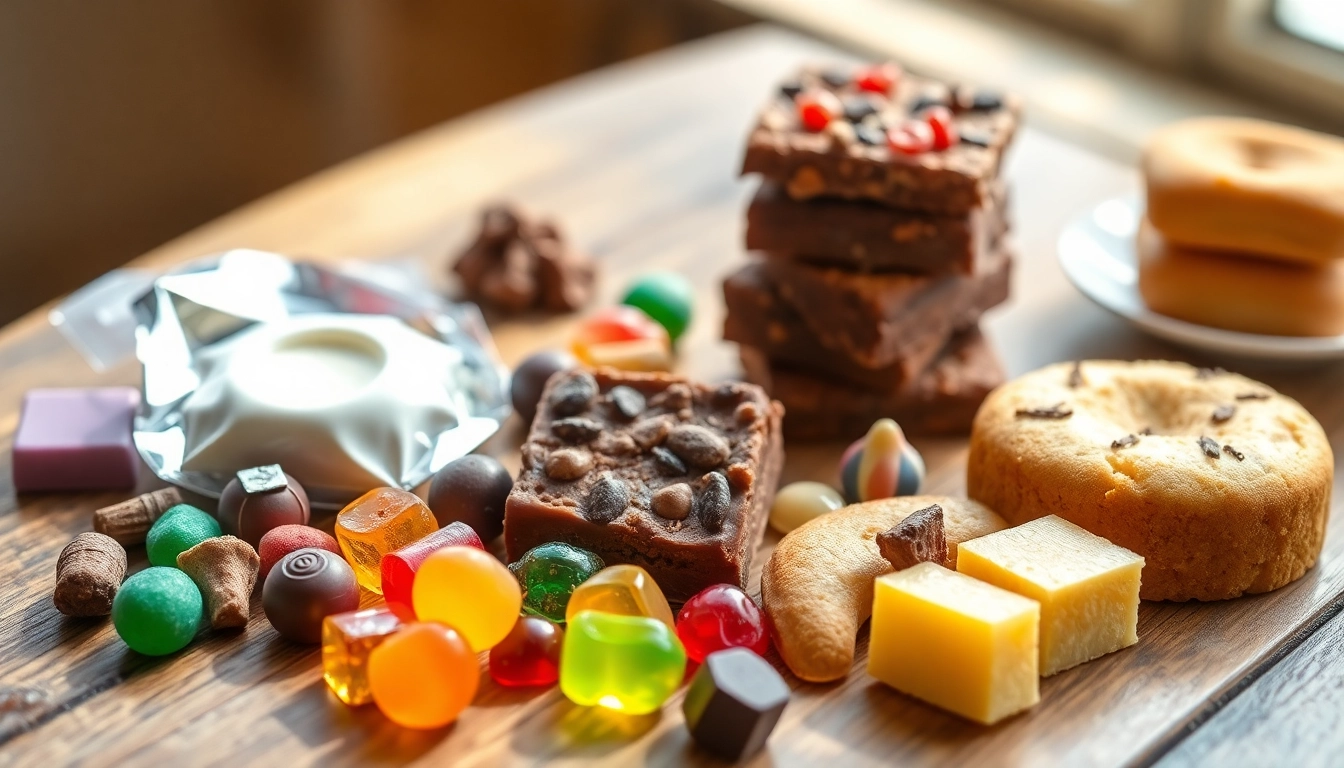 Browse a colorful array of edibles online showcasing cannabis-infused treats appealingly arranged.