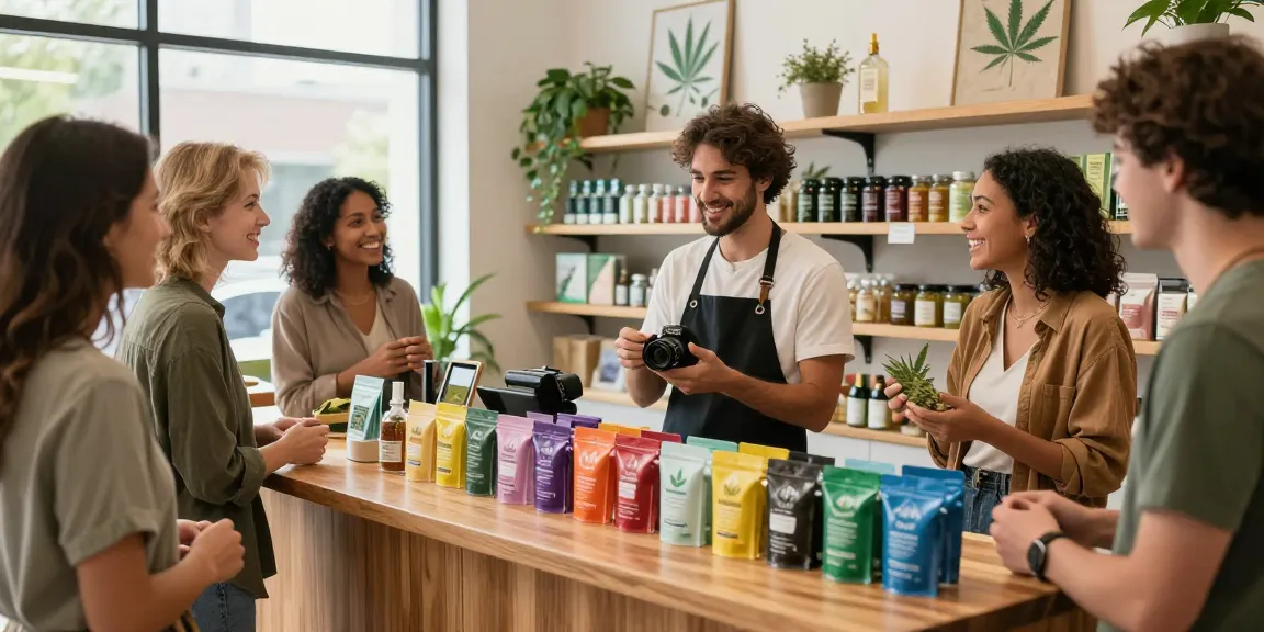 Engaging scene at a cannabis dispensary showcasing cheebas hash products with customers exploring various flavors.
