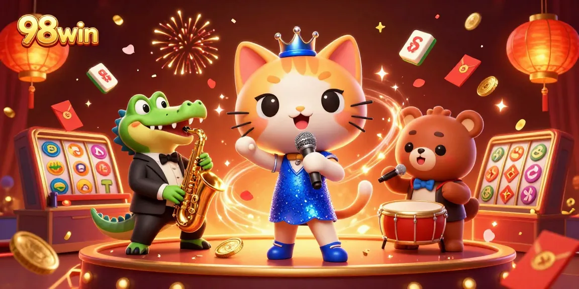 Experience the excitement of 98win with lively characters and dynamic casino elements.