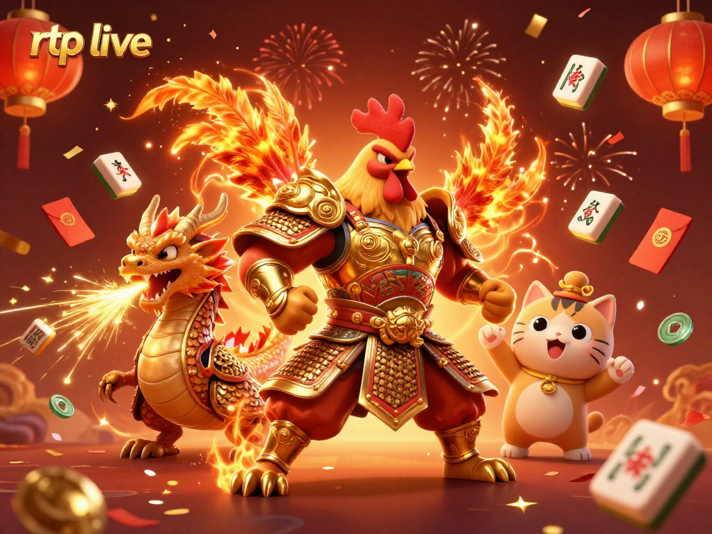 Engage with rtp live gameplay through a vibrant 3D casino scene filled with festive elements.