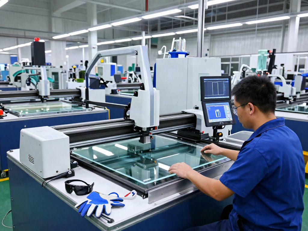 Glass machine suppliers in action at a modern manufacturing facility showcasing advanced glass cutting and processing.