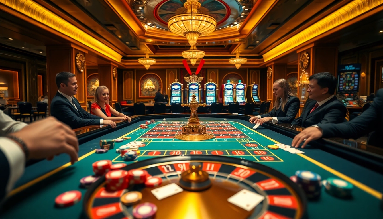 This immersive casino scene showcases the excitement of gambling with roulette, cards, and vibrant visuals at https://hanoiculturetravel.com/.