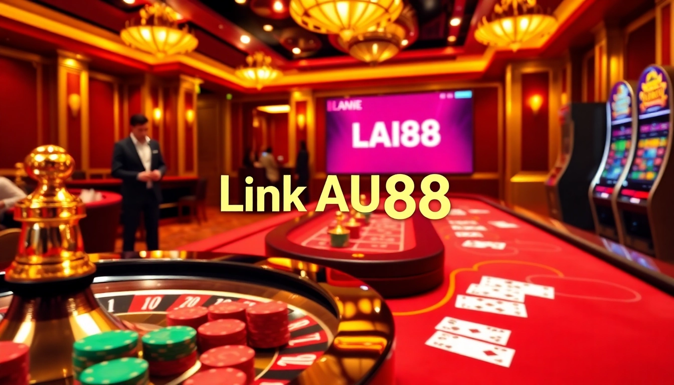 Experience the excitement at Link AU88 with vibrant casino gaming elements like roulette and poker.