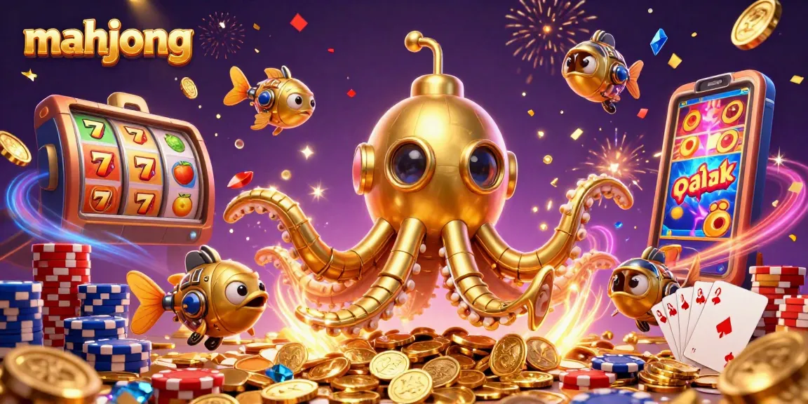 Engage in thrilling mahjong gaming with vibrant slot reels, golden coins, and rich visuals.