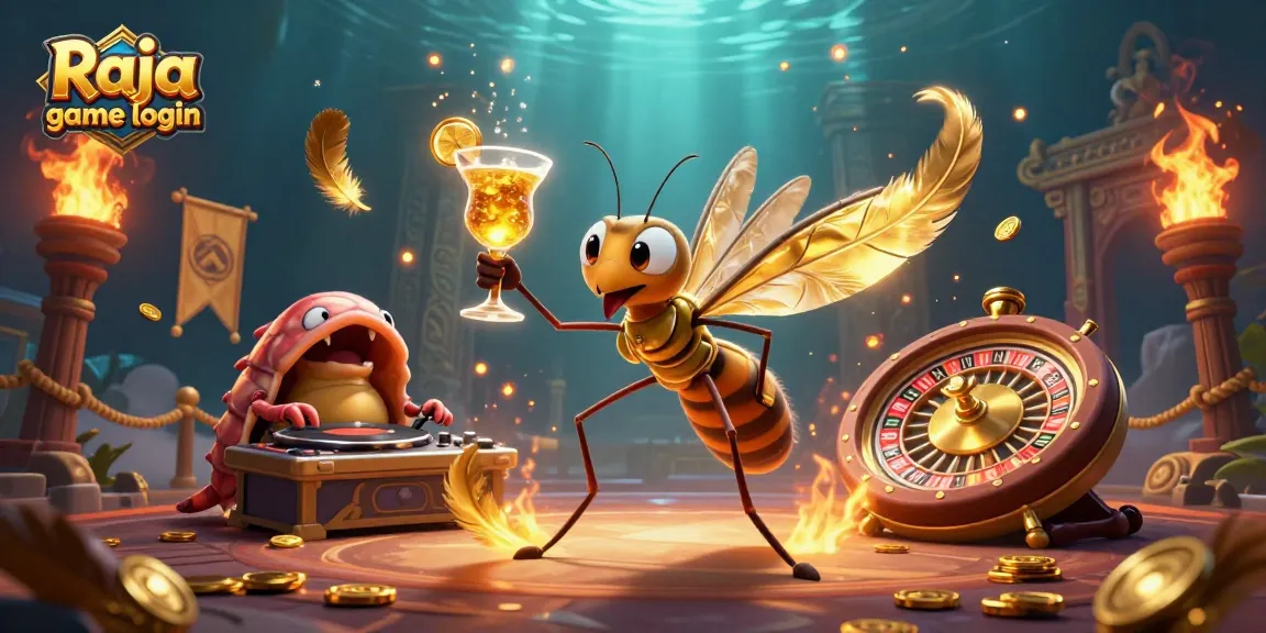 Engage with Raja game login for thrilling online casino action in vibrant, detailed illustration.