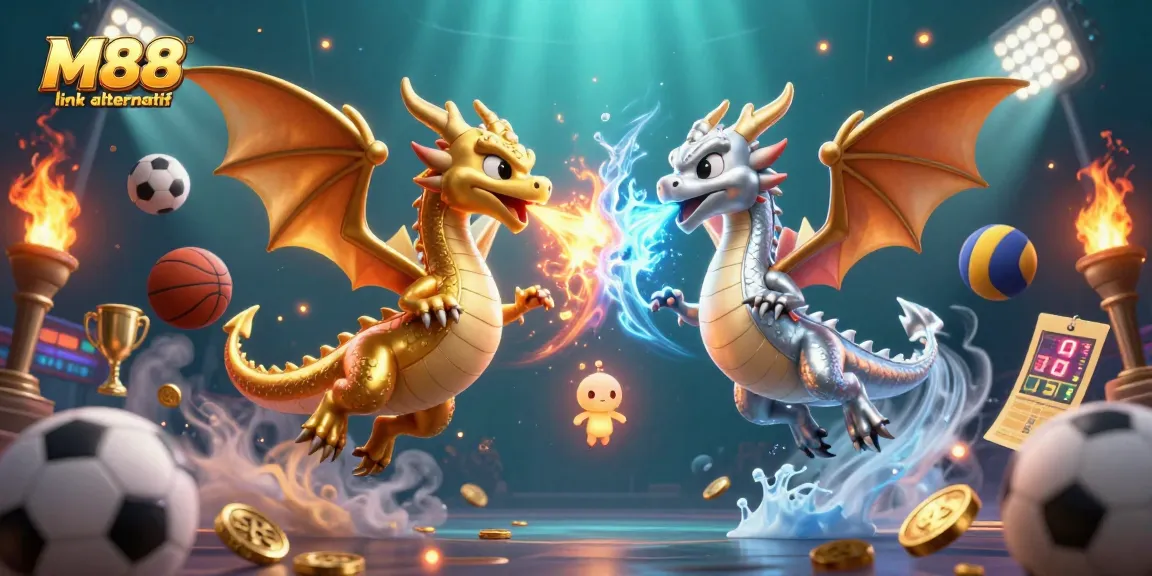 Experience thrilling betting with M88 link alternatif, showcasing dynamic sports elements and captivating illustrations.