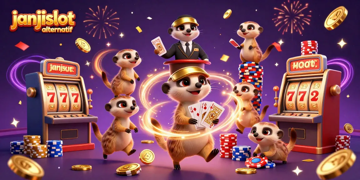 Experience excitement with janjislot alternatif as meerkats manage a vibrant casino scene.
